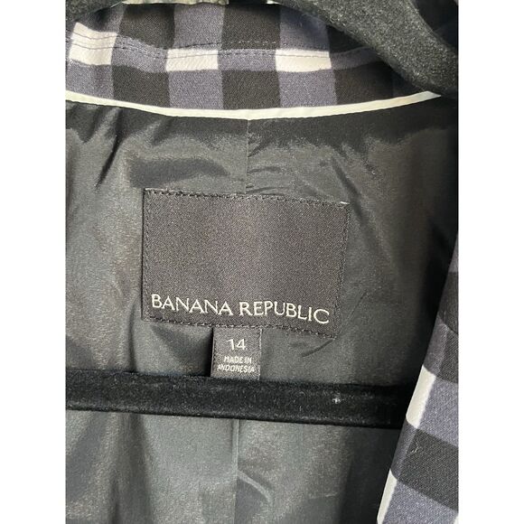 Banana RepublicGingham 1 Button Blazer - Size 14 / White/Black - Picture 12 of 13